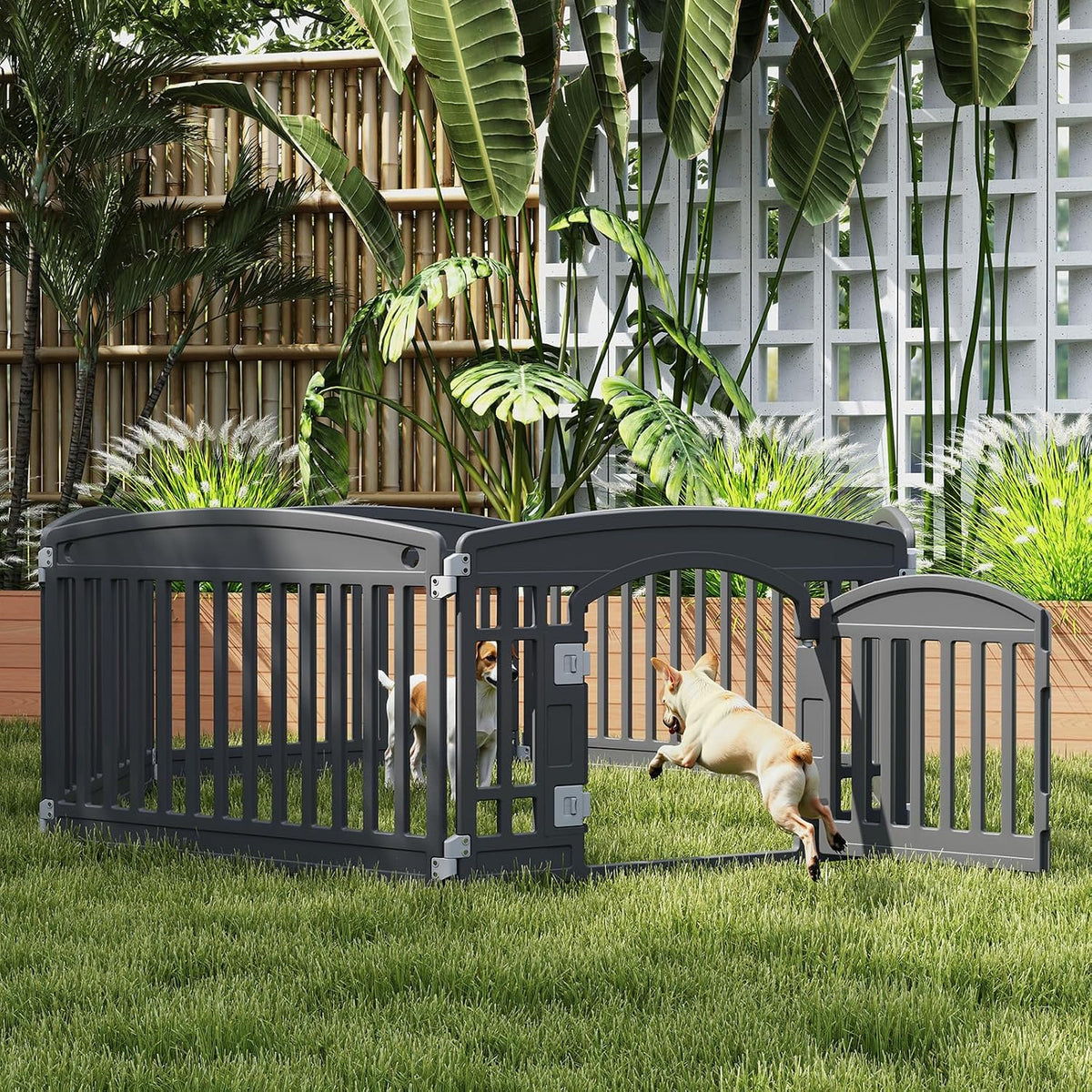 DUMOS Plastic Dog Playpen - Modern Black / 6 Panel / 24 Inch - image 4