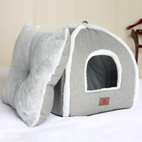 Cat Bed for Indoor Cats - Cat Cave Beds Cat House Cat Tent with Removable Washable Cushioned - Grey-2 / M(15 x 15 x 15 Inch) - image 2