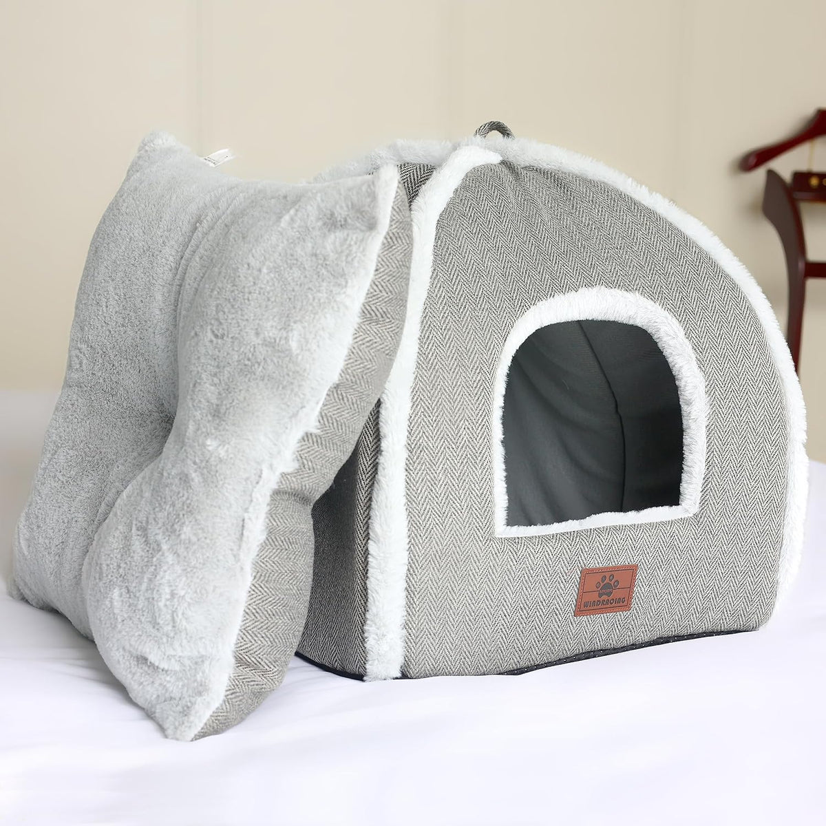 Cat Bed for Indoor Cats - Cat Cave Beds Cat House Cat Tent with Removable Washable Cushioned - Grey-2 / M(15 x 15 x 15 Inch) - image 2