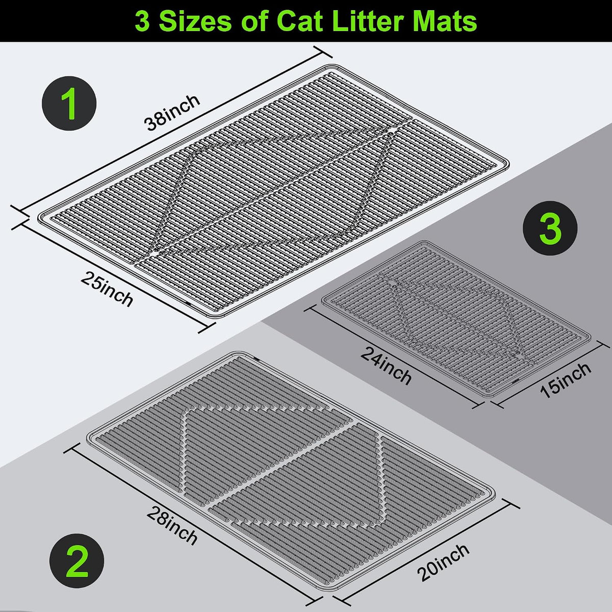Rubber Cat Litter Mat Litter Box Mat - Black / XXL-38" x 25" Thickened - image 3