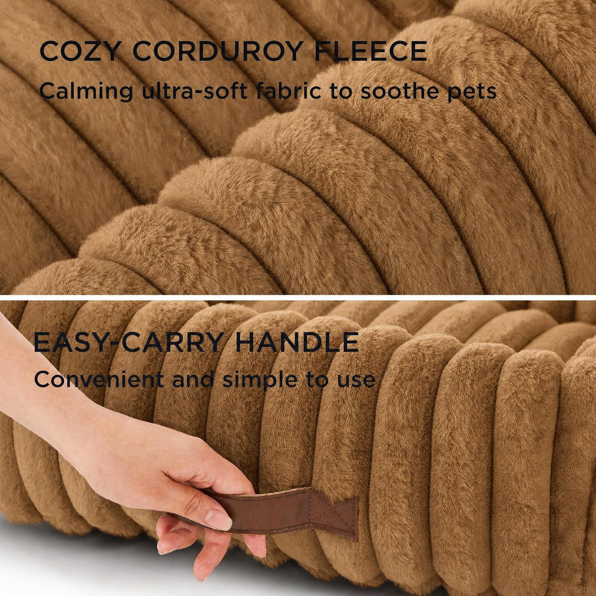 Bedsure ComfyFleece Cute Dog Bed for Small Medium Dogs Washable - S(20" x19" x6") / Camel Brown - image 4