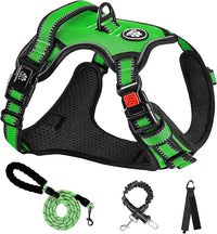 NESTROAD No Pull Dog Harness,Adjustable Oxford Dog Vest Harness with Leash,Reflective No-Choke Pet Harness with Easy Control Soft Handle for Large Dogs(X-Large,FluorescentGreen)
