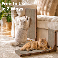 FUKUMARU Cat Scratcher, 26.8 Inch L Shaped Cat Scratch Pad for Indoor Cats – Essentials for Cats - 2 Pack 25 in Walnut Color - image 4