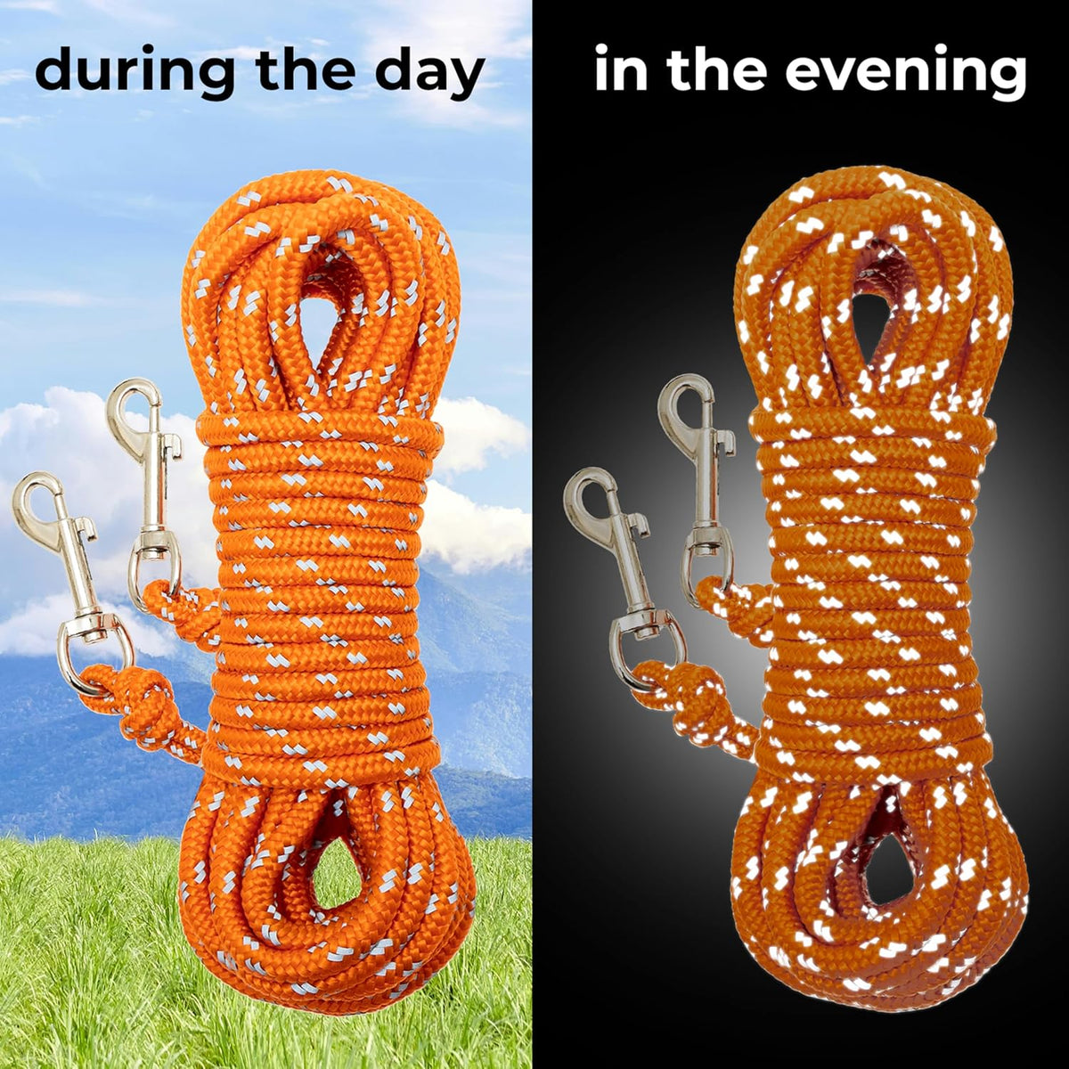 Long Cat Leash Reflective Pet Rope for Yard Walking Training Outdoor - orange / 30 ft - image 3