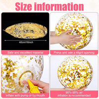 Civaner 10 Pcs Inflatable Glitter Beach Balls 16 Inch - Gold, Silver / Glitter - image 3