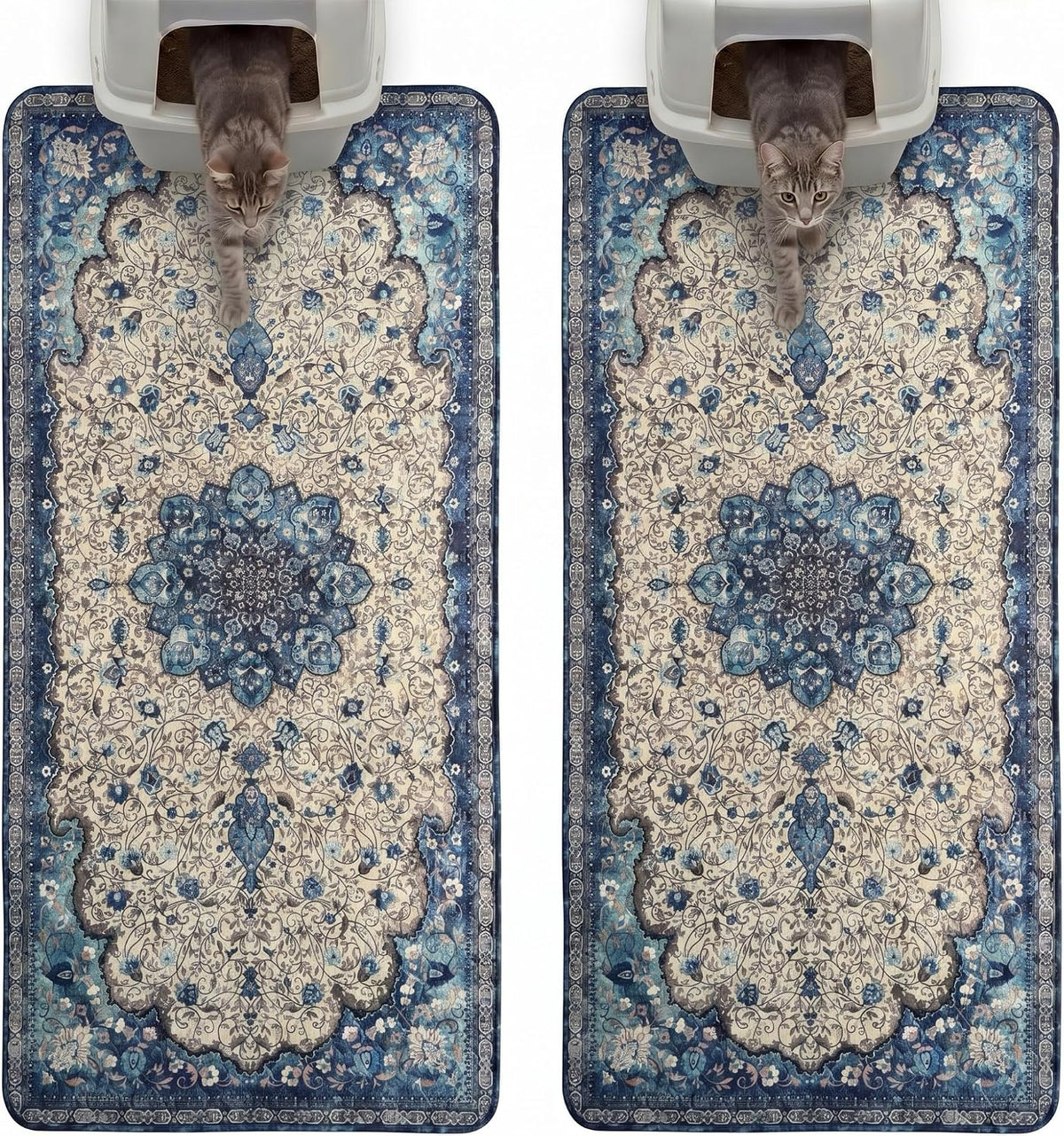 Hompet Cat Litter Mat 2 Pack - 24x60 Inch (Pack of 2) / Blue Mandala
