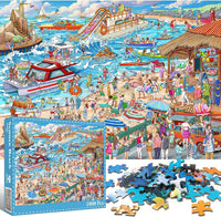 Funny Dog Pizza Jigsaw Puzzles, Food Kitchen - Summer Beach - image 2
