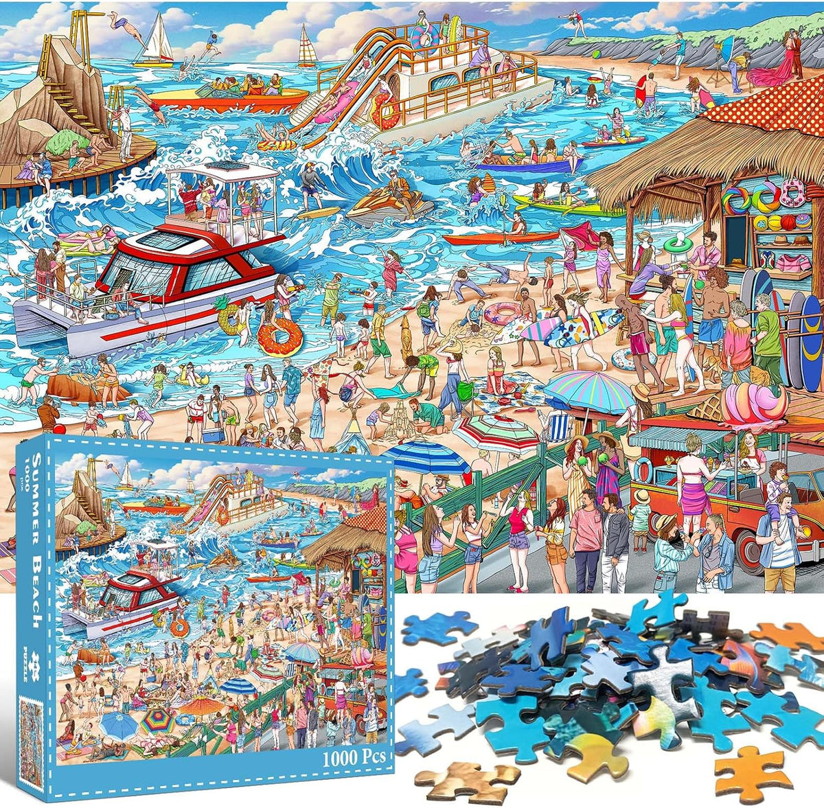 Funny Dog Pizza Jigsaw Puzzles, Food Kitchen - Summer Beach - image 2