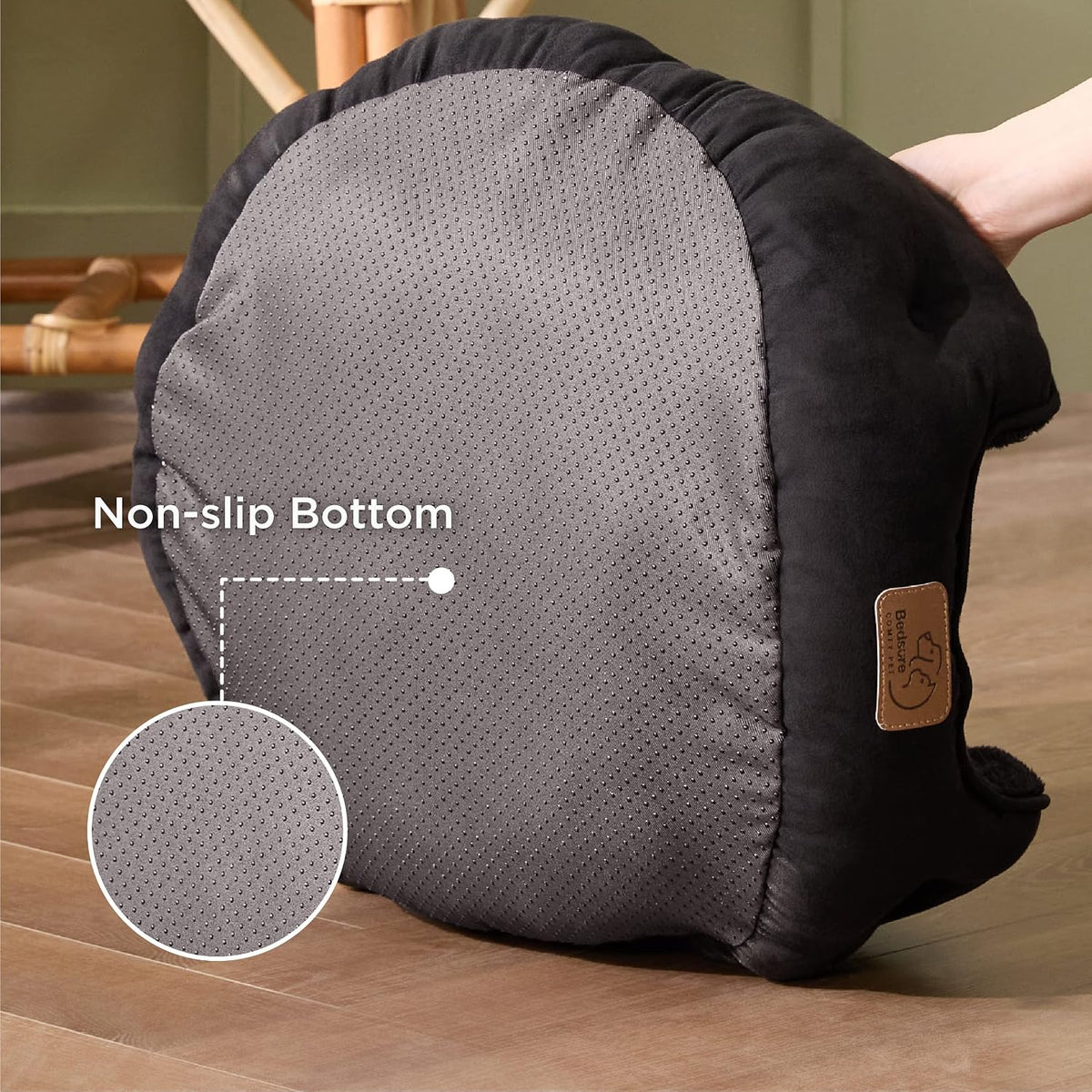 Bedsure Small Dog Bed Washable, Round Cat Beds for Indoor Cats - 20"L x 19"W x 6"Th / Black - image 2