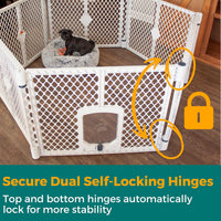 MyPet North States Petyard Plus: 3 Ft. Wide Folding Dog Playpen - 6-Panel / Small Pet Door / Light Gray - image 4