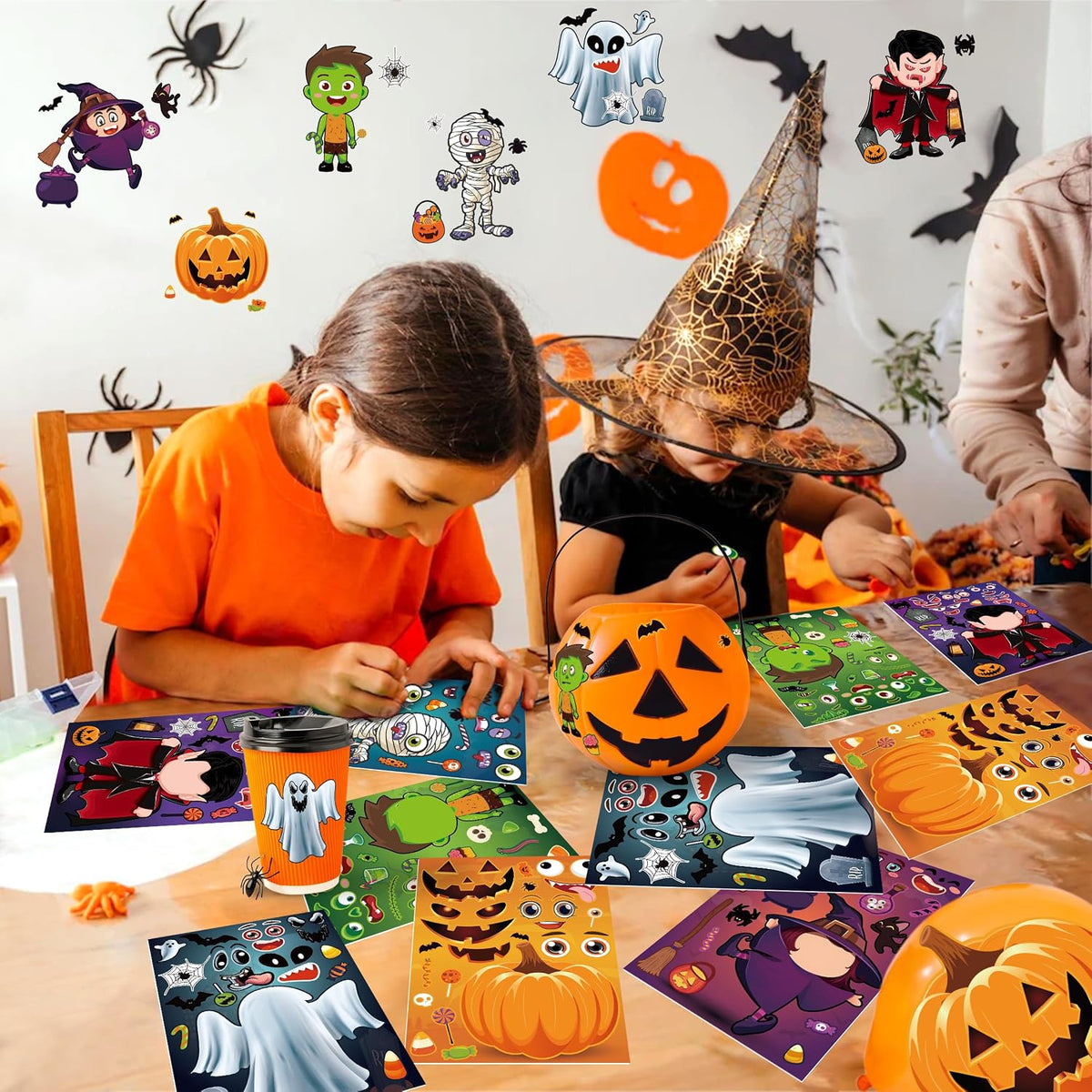LINAYE make your own Halloween stickers, 60 sheets with ghost, witch and vampire parts - view 16