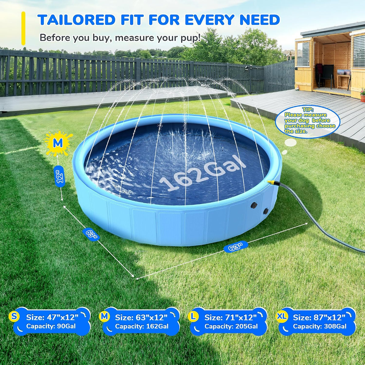47'' Foldable Dog Pet Bath Pool, Heavy Duty Non-Slip Kiddie Pool - 63'' Dog Pool - image 3
