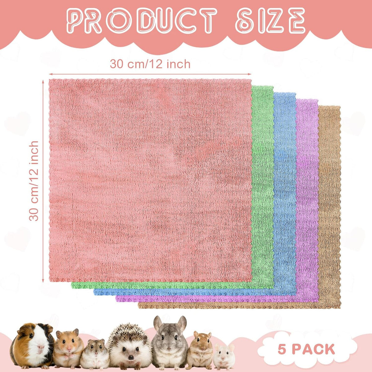 SmoothNovelty 5 Pcs Waterproof Guinea Pig Cage Liner - Colorful / 12" X 12" / Classic - image 2