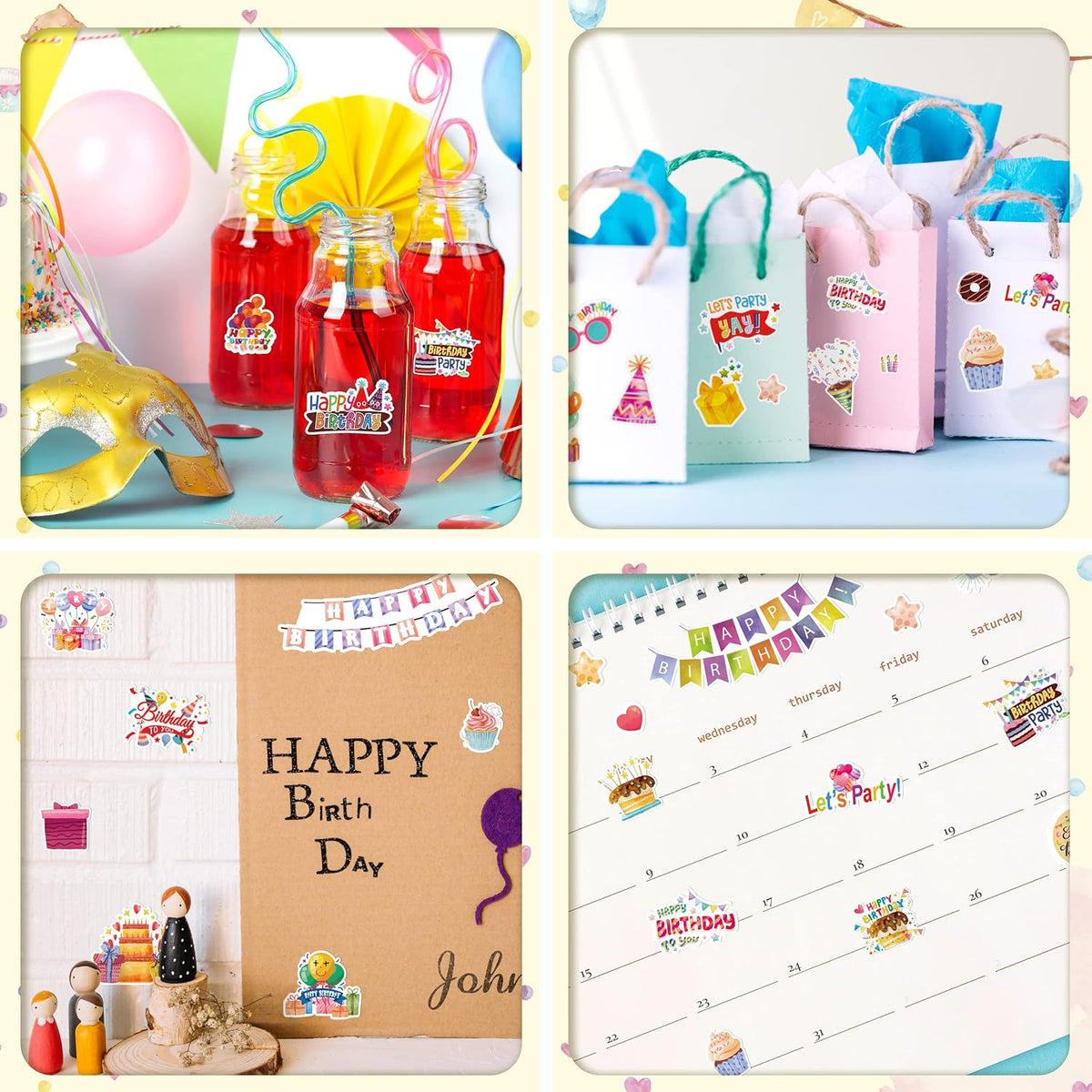 LINAYE 24 Sheets Happy Birthday Stickers, 730 Counts - Birthday 24 Sheets - image 3