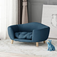 Christopher Knight Home Elroy Orthopedic Dog Bed, Elevated Dog Sofa Bed for Small Dog, Supportive Foam Pet Couch Bed with Wooden Legs, Modern Pet Sofa Bed, Navy Blue