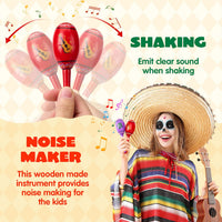 JOYIN 6 pack mini wooden maracas for kids in bright fiesta colors - view 3