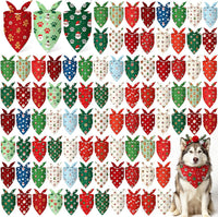 Preboun 100 Pcs Fall Paw Print Dog Bandanas Bulk - Christmas Paw Print / 25.6 x 17.7 x 17.7 Inch