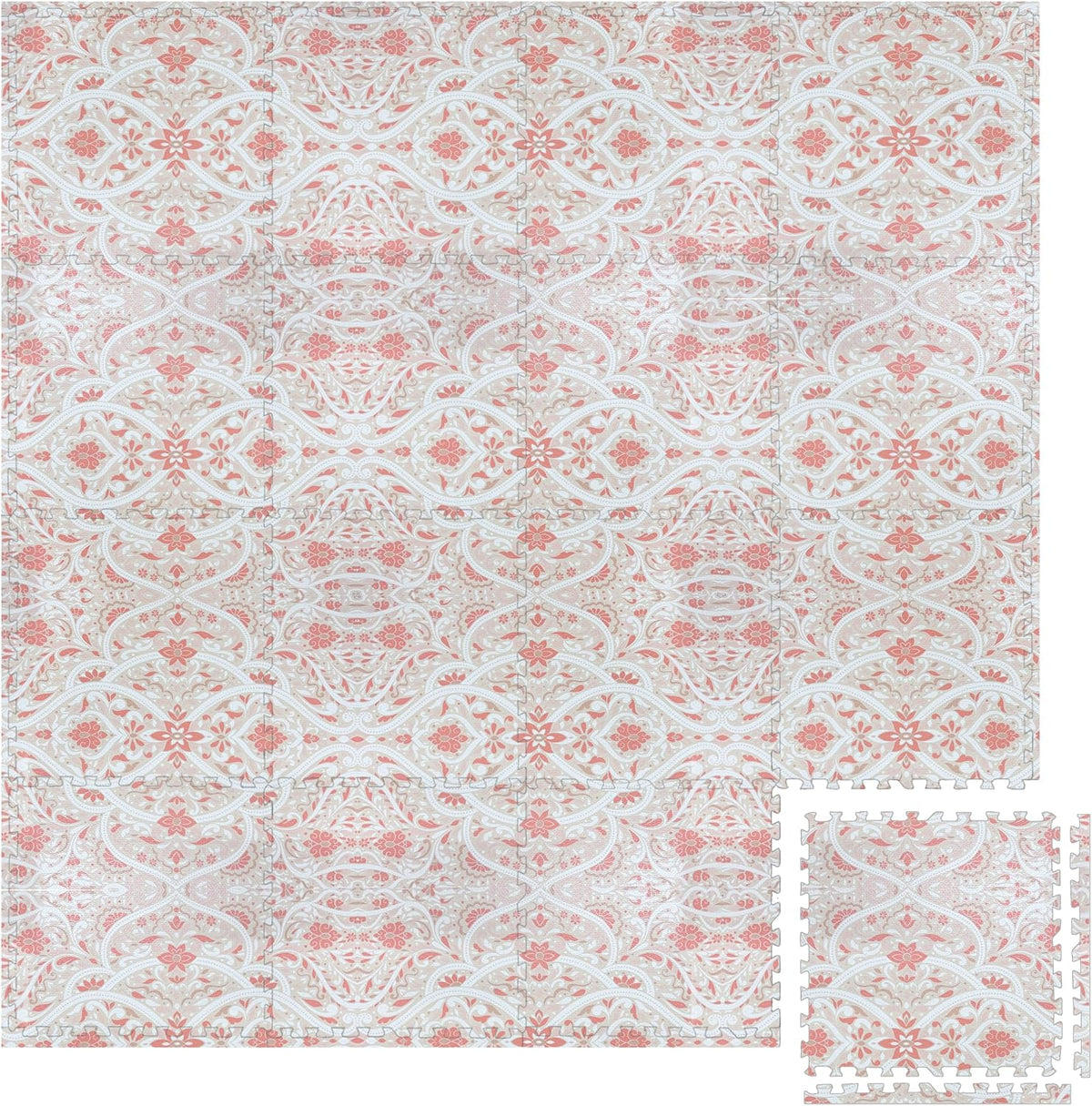 Play Platoon Kids Play Mat, 9 Tile 72x72 Inch - 96"L x 96"W x 0.6"Th / Petal
