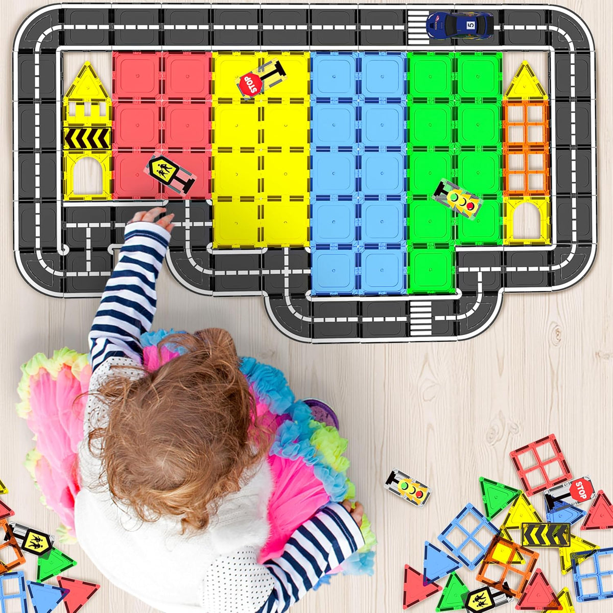 Magnetic Tiles, Road Set, Magnetic Building Blocks - 38 Pcs - image 3