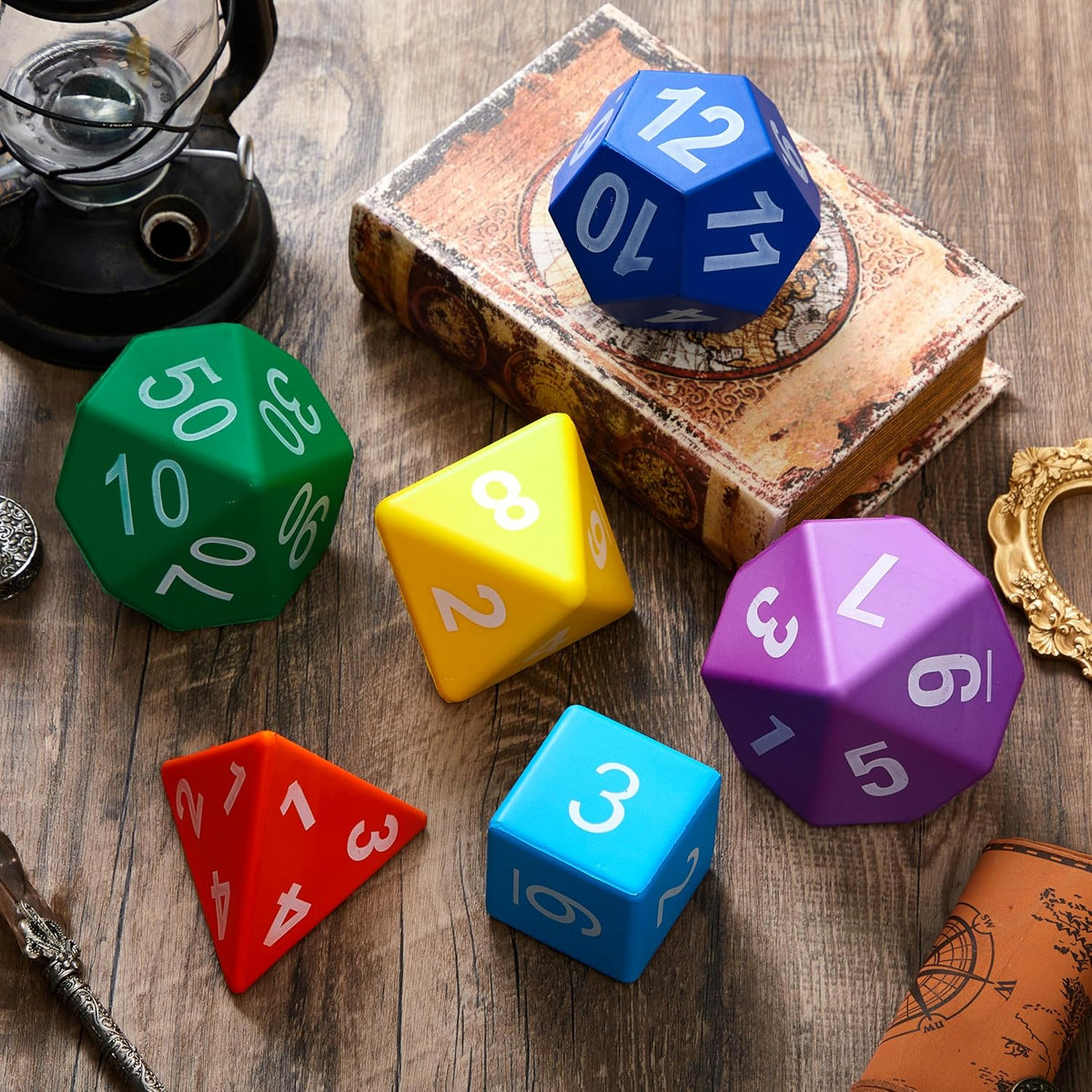Arrowbash jumbo foam polyhedral dice set of 6 in rainbow colors - view 9