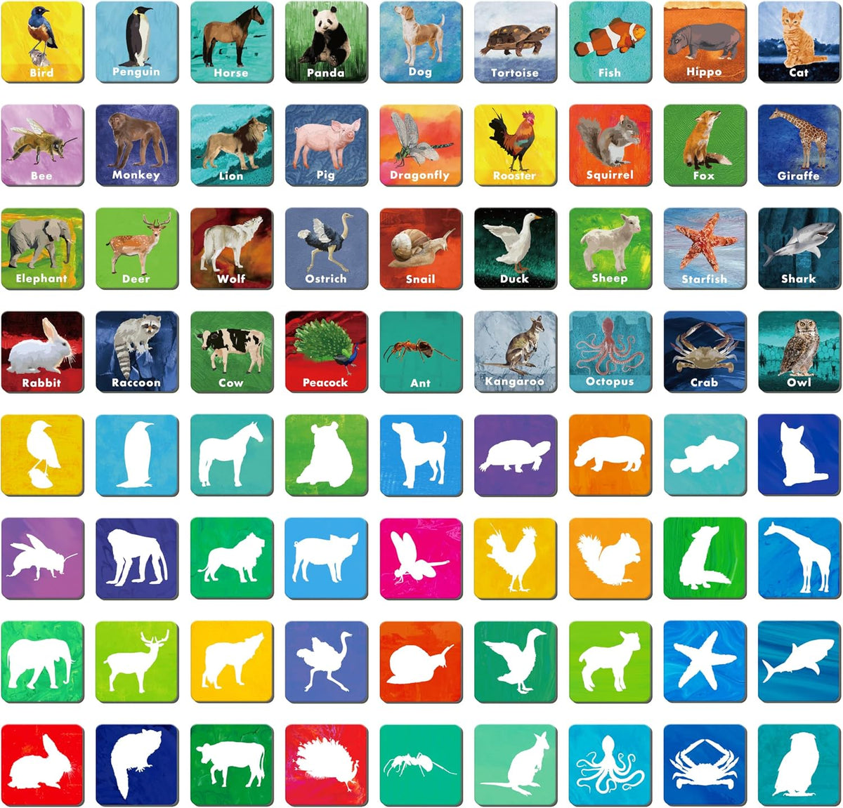 Hebayy 72 PCS Memory Matching Game - Real Animals-C（108 Pieces Upgrade）