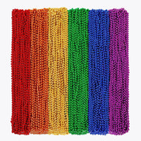 Huskein Bead Necklace, 33" Colorful Mardi Gras Beads Necklaces - Rainbow / 120