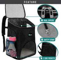 PetAmi Cat Backpack Carrier for Small Dogs and Large Cats - Black - image 3