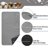 Guinea Pig Cage Liner, 6 Pack - Washable, Reusable, Leakproof Fleece Bedding Pads for Small Animals with Anti-Slip Bottom - for 15''x29'' Area, Gray