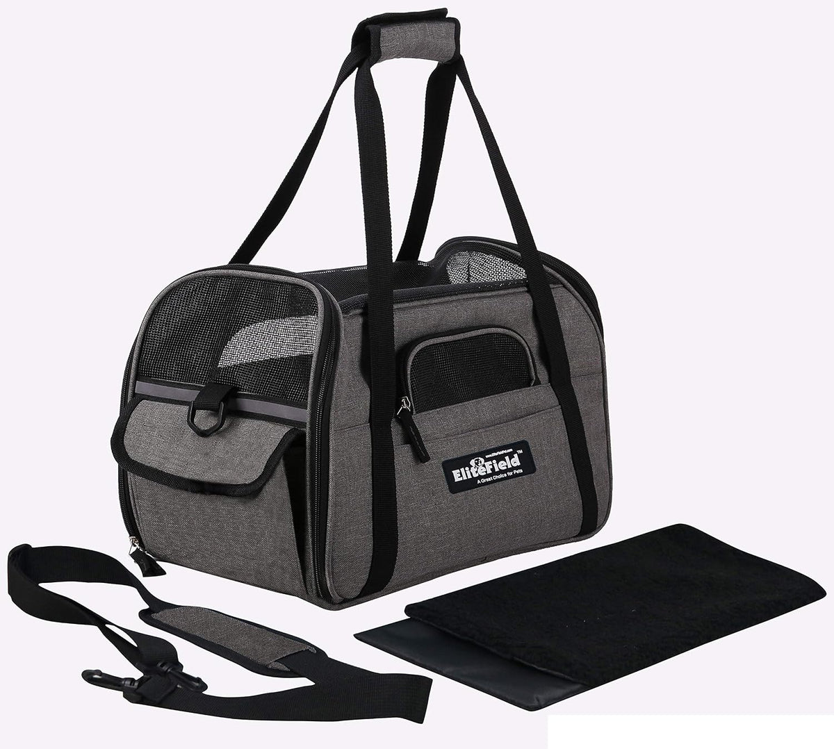 EliteField Soft-Sided Pet Carrier for Cats & Small Dogs – Essentials for Dogs - 17.0"L x 9.0"W x 12.0"H / Charcoal Gray - image 4