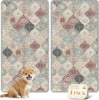 Washable Pee Pads for Dogs, Stylish - 24x48 Inch (Pack of 4) / Dark Red/Multi