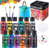 JOYIN Washable Tempera Paint Set for Kids 42PCS - 2 Fl Oz (Pack of 12)