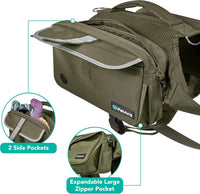 PetAmi Dog Backpack for Medium Large Dogs, Hiking Saddle Bag - Medium / Olive Canvas - image 2