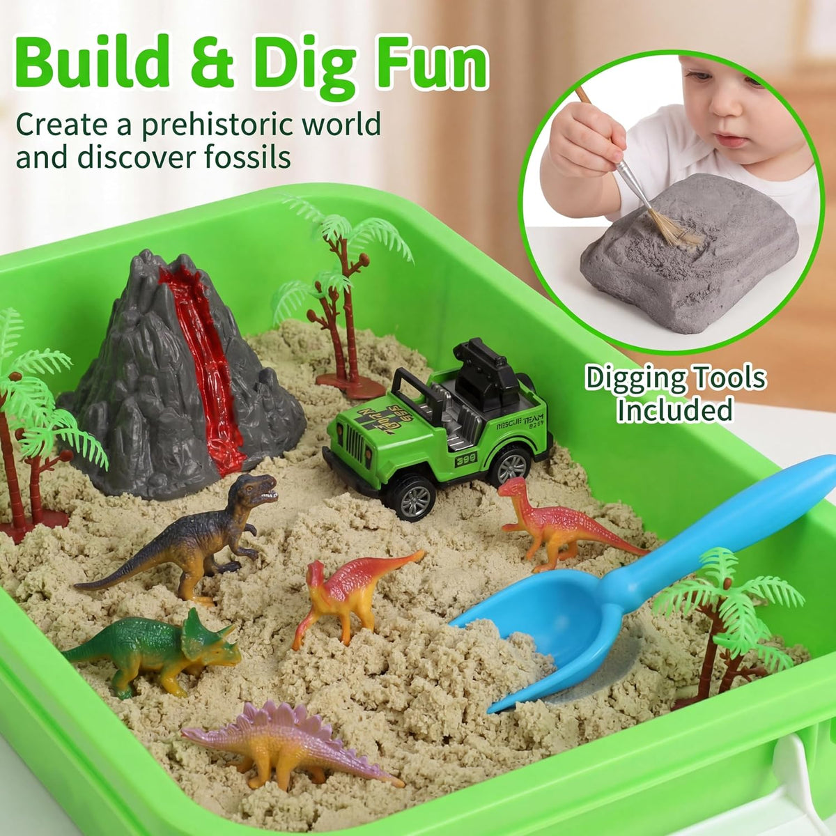AGENTLAN Ocean Sensory Bin with Sensory Sand - DINOSAUR - image 3