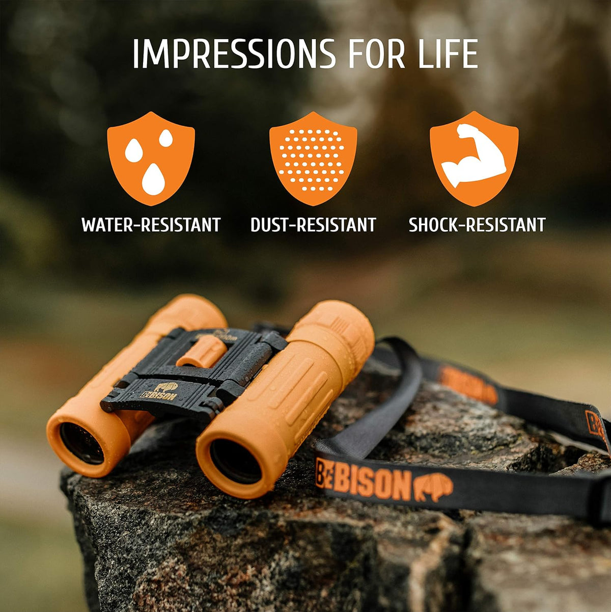 BeBison Binoculars for Kids, 8x21 High Resolution Real Optics - Orange - image 2