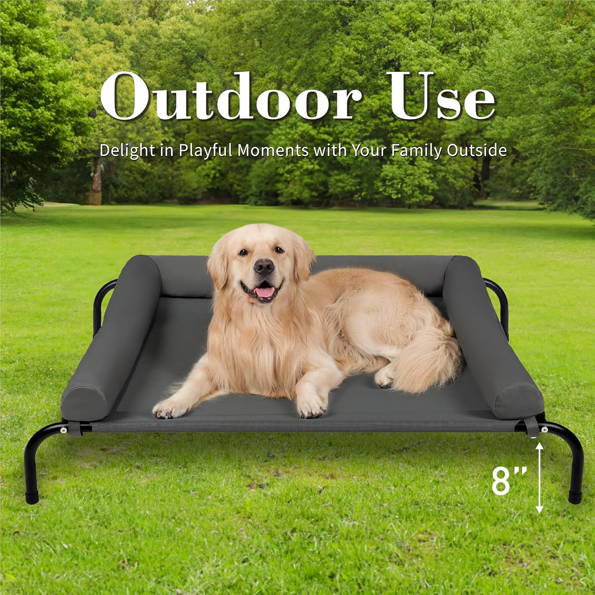 TJSOULER Cooling Elevated Dog Bed with Pillows - XL(48.5x35.5x8)Inches / Deep Grey - image 4