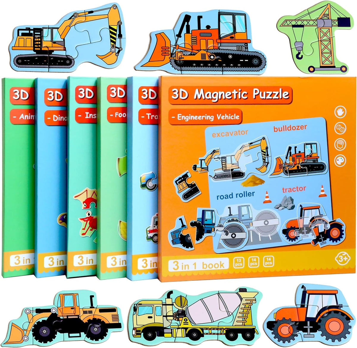 Magnetic Puzzles for Kids Ages 3-5 - Engineering vehicle