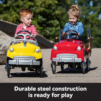 Kid Trax red fire truck pedal car for toddlers with chrome hubcaps, bell and detachable ladders - view 4