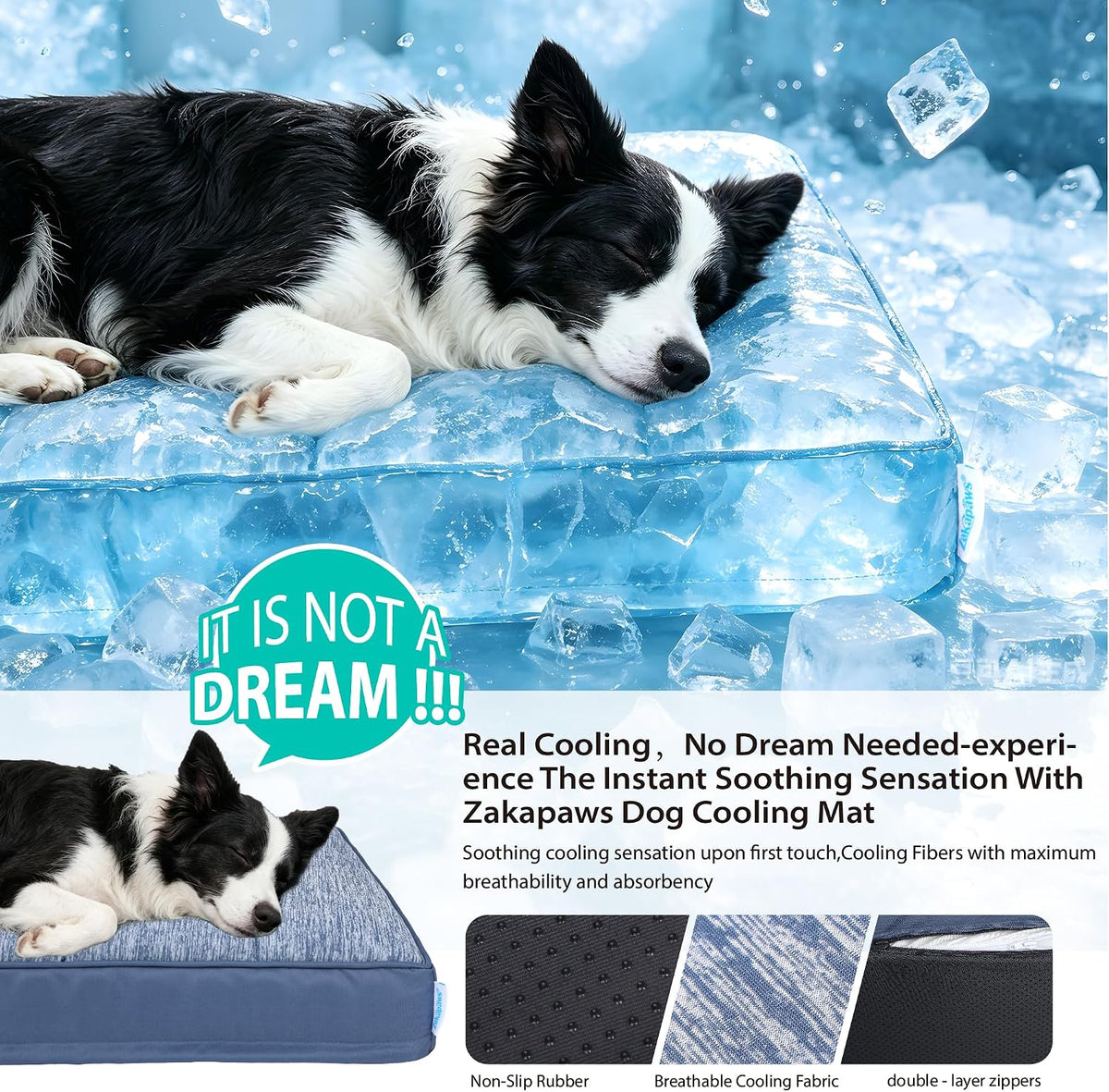 Dog Cooling Mat for Large Dogs, 35"x23" Memory Foam Pet Pad – Essentials for Dogs - Wander Blue / 35"L x 23"W x 3"H - image 3