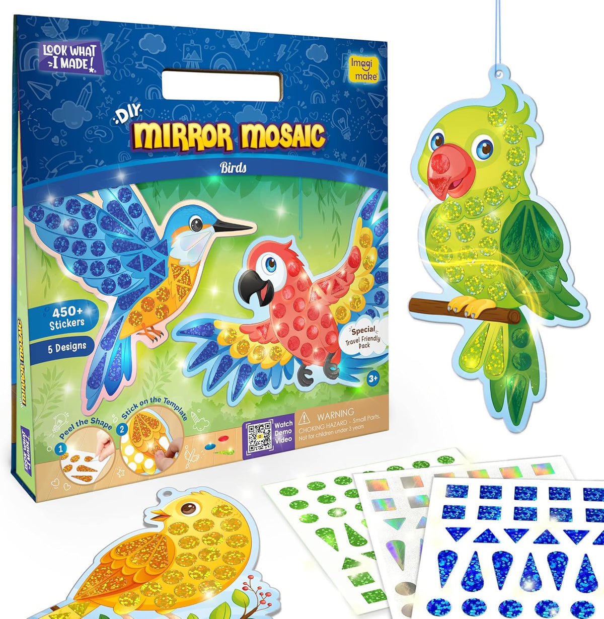 Imagimake Mirror Mosaic, Princess & Unicorn, 10 Templates - 6. Birds