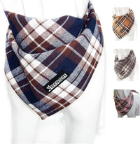 Soft Washable Plaid Bandanas for Dogs and Cats - Brown&Blue / Large