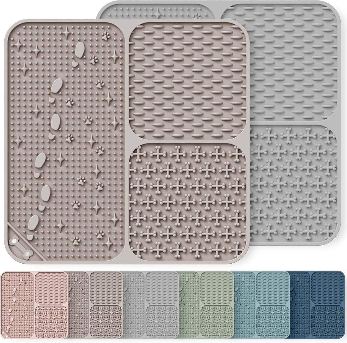 Lick Mat for Dogs Cats 2pcs 5.9" Silicone Slow Feeder – Essentials for Dogs - Beige&Grey / Large-7.9inch