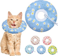 Cat Cone Collar Soft, Adjustable Cat Recovery Collar Kitten Cones to Stop Licking, Cute Donut E Collar After Surgery, Anti-Lick Wound Healing Elizabethan Collar for Kitten (Blue Daisy, Small)