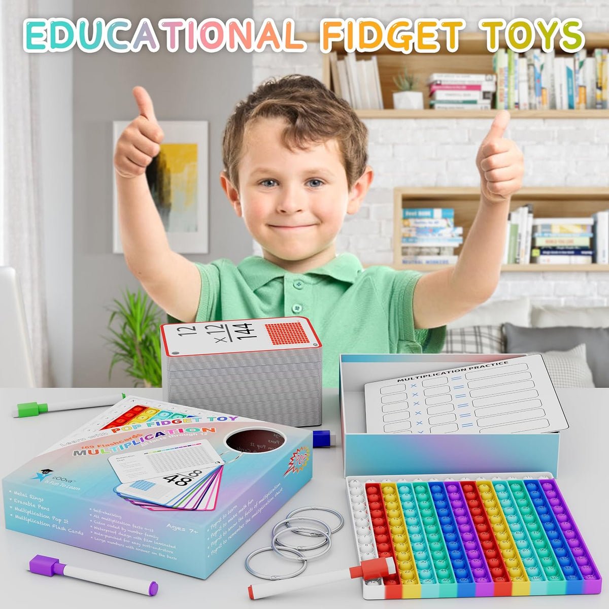 COOVA Multiplication Chart Pop It, Multiplication Game Board - Multiplication Flash Cards - image 2