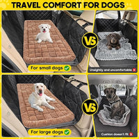 Dog Car Bed Mat, Non-Slip Backseat Extender Pet Blanket, Plaid Dog Bed for SUVs, Sedans & Trucks, Chew-Resistant Travel Pad for Dogs, Easy Clean & Scratch-Proof & Comfort (50"x24.6") Brown