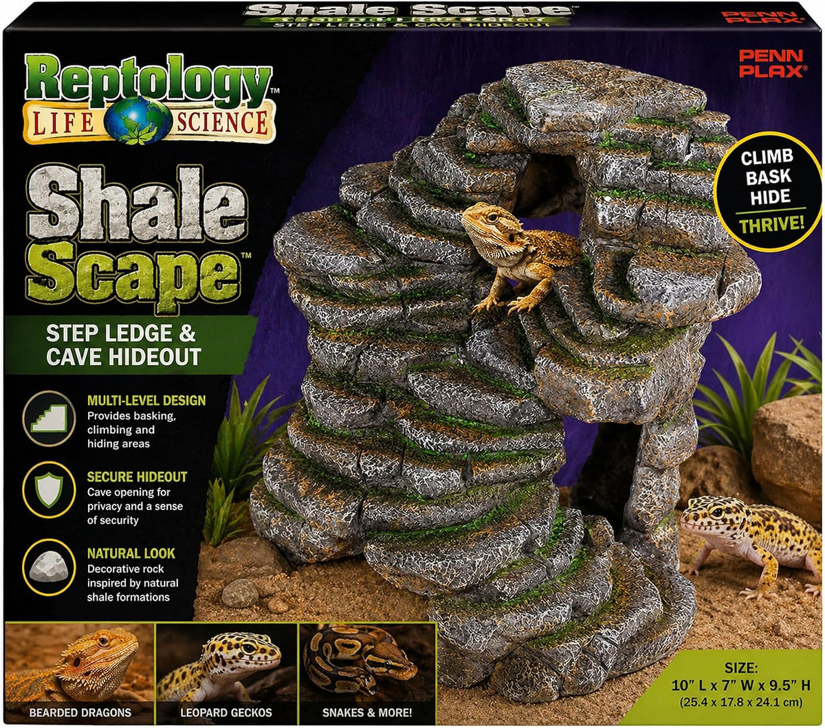 PENN-PLAX Reptology Shale Scape Step Ledge & Cave Hideout - Extra Large