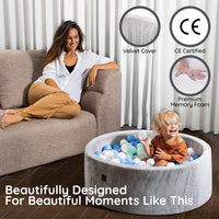 Fulton and Ivy gray velvet memory foam ball pit for babies and toddlers - view 4