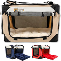 Extra Large Dog Cat Puppy Carrier 24"x16"x16" Foldable Soft Sided Travel Crate Portable Pet Kennel With Cushion Reduces Anxiety Saves Space Easy Vet Visits Secure Triple Entry Mesh Lightweight Durable