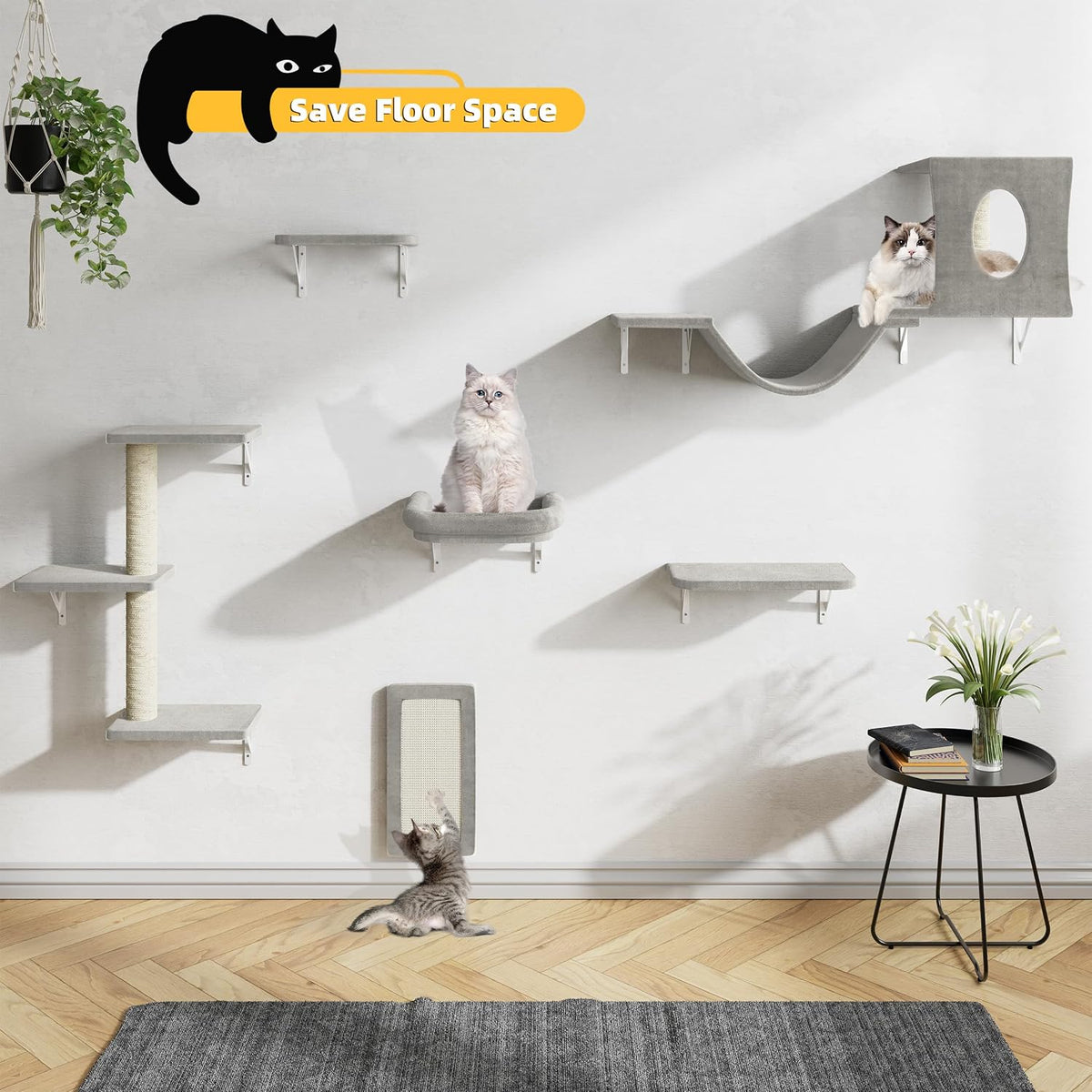 Wall Mounted Cat Furniture Set, Bridge, Steps, Scratcher Board - image 2