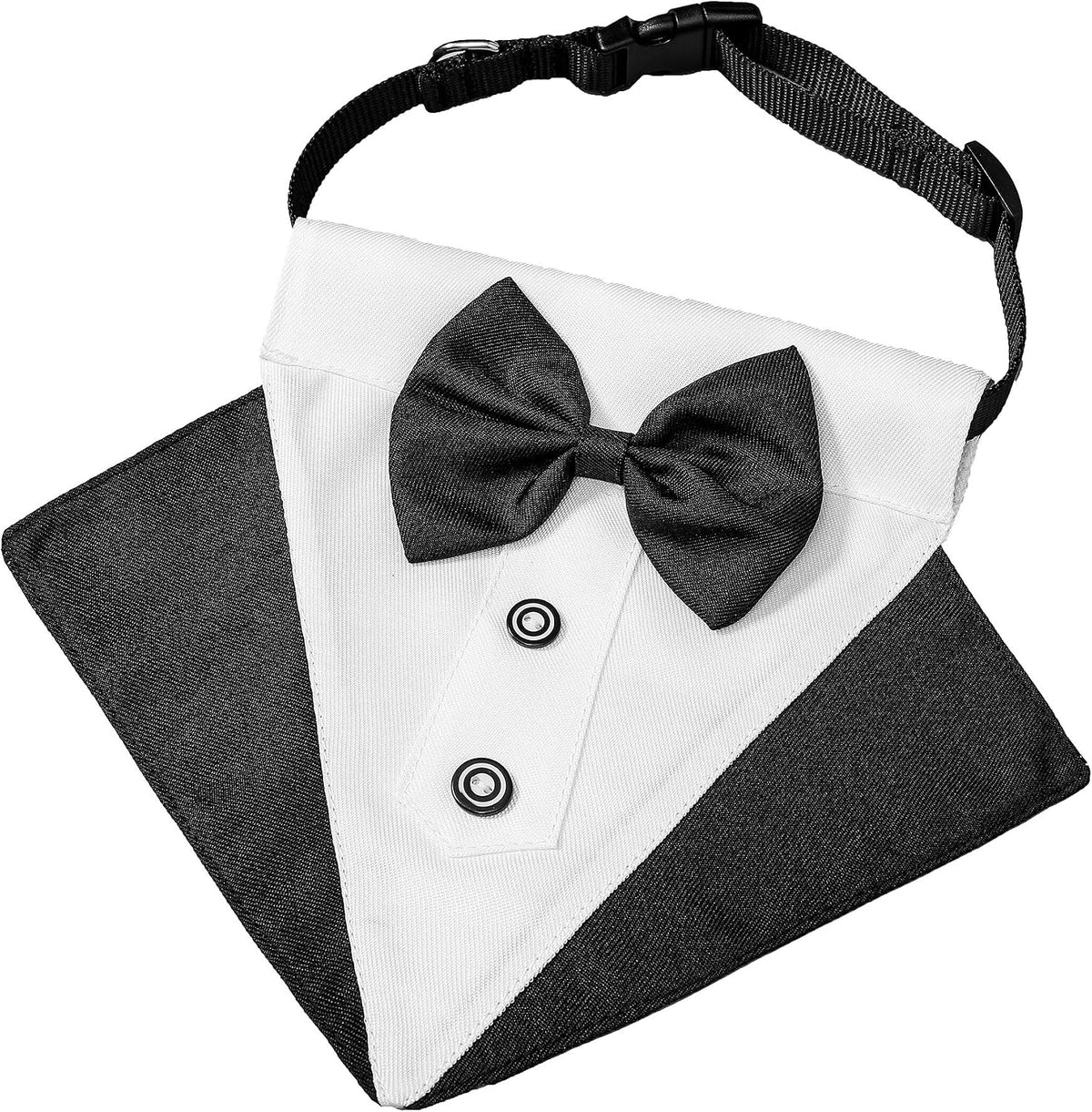 ADOGGYGO Dog Tuxedo Collar, Wedding Dog Bow Tie - Small / Black&White - image 4