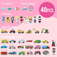 40 PCS Vehicle Magnets, Vehicles and Professions Fridge Magnets for Kids-Common Vehicles, Airplane - image 3